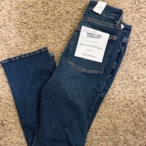 Good American Blue Mid-Rise Straight Jeans